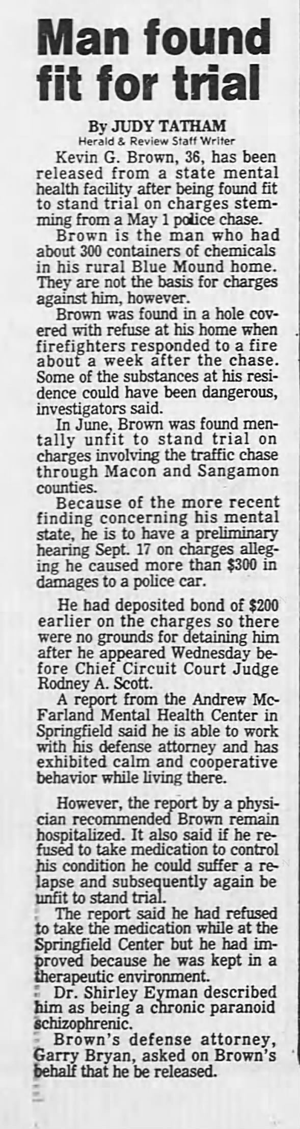 Kevin G Brown Fit for Trial 1987